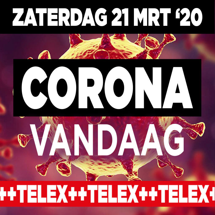 Corona Vandaag 21 maart 2020|Banner Corona Vandaag|Supermarktdirecteur trots|Winkeliers nemen maatregelen|Kaart van Nederland