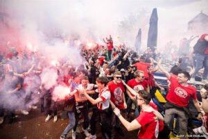 Feest barst los in Eindhoven na zege PSV op Sparta