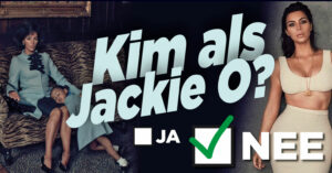 Kim Kardashian slaat plank mis als Jackie O