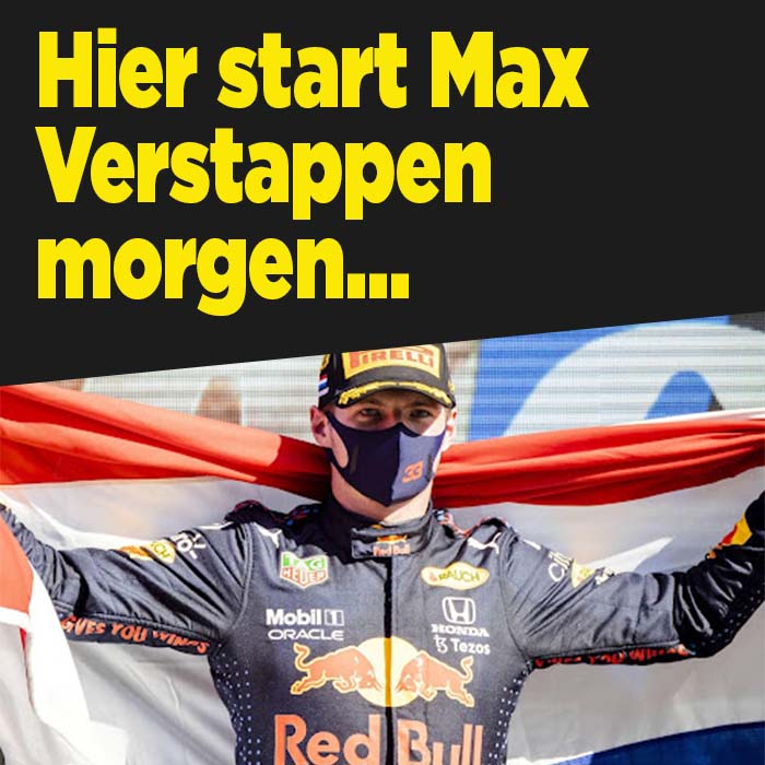 Hier start Max Verstappen morgen…