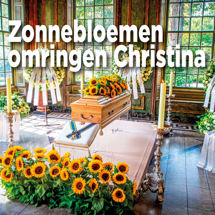 Zonnebloemen omringen Christina