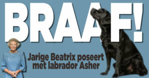 Jarige Beatrix poseert met labrador Asher