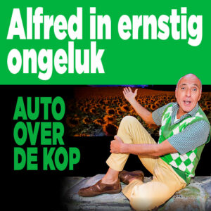 Acteur Alfred van den Heuvel met auto over de kop