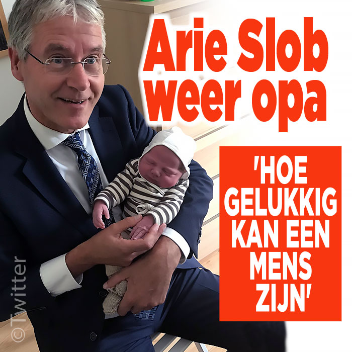 Arie Slob dolgelukkig met kleinzoon