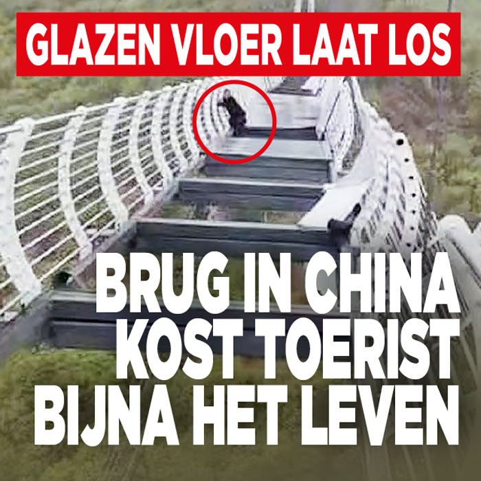 ZIEN! Glazen brug in China kost toerist bijna het leven
