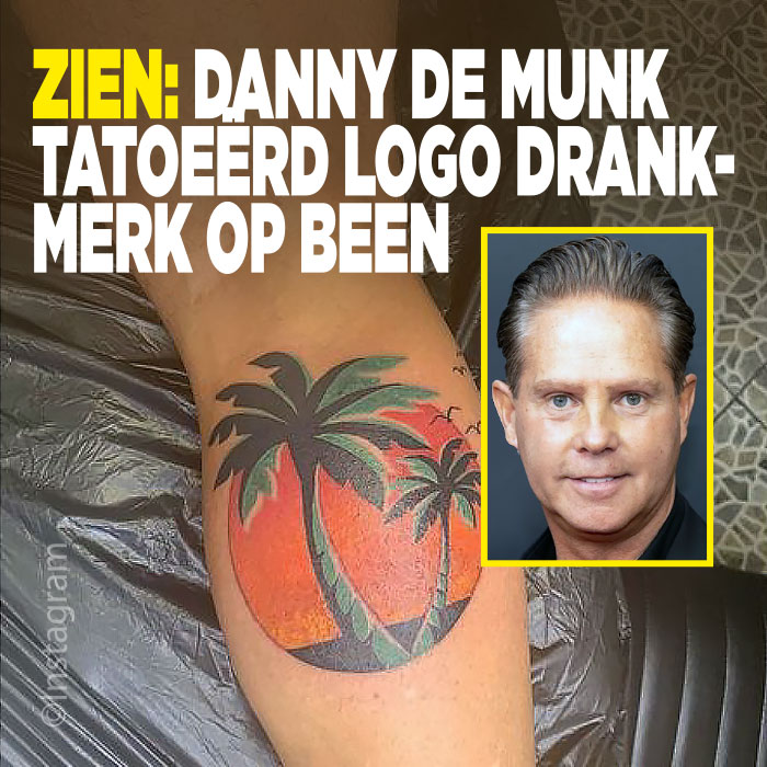 ZIEN: Danny de Munk tatoeërd logo drankmerk op zijn been