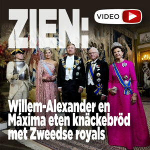 ZIEN: Willem-Alexander en Máxima eten knäckebröd met Zweedse royals