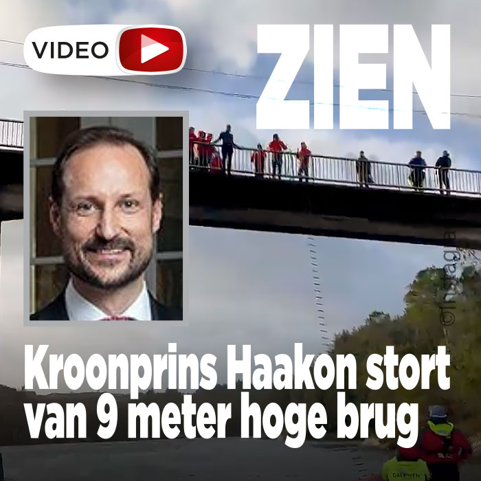 ZIEN: Kroonprins Haakon stort van 9 meter hoge brug