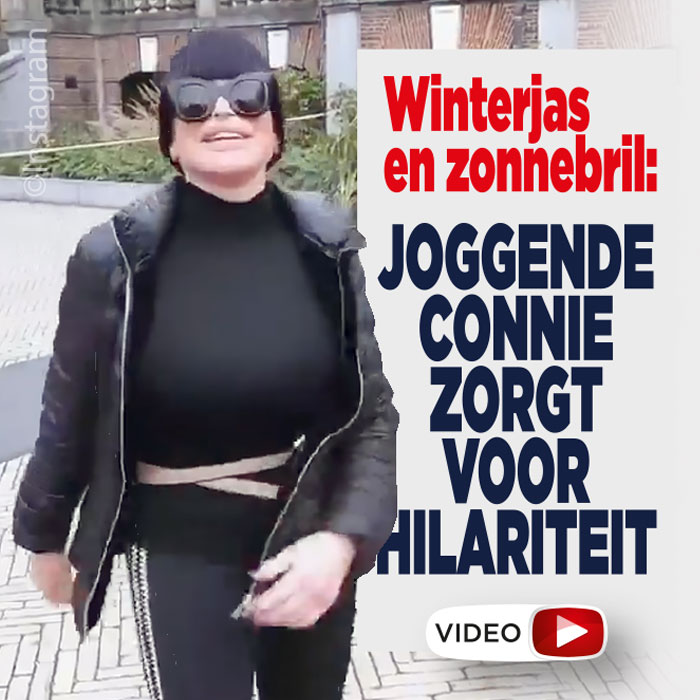 Winterjas en zonnebril: Joggende Connie Witteman zorgt voor hilariteit