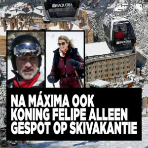 Na Máxima ook koning Felipe alleen gespot op skivakantie