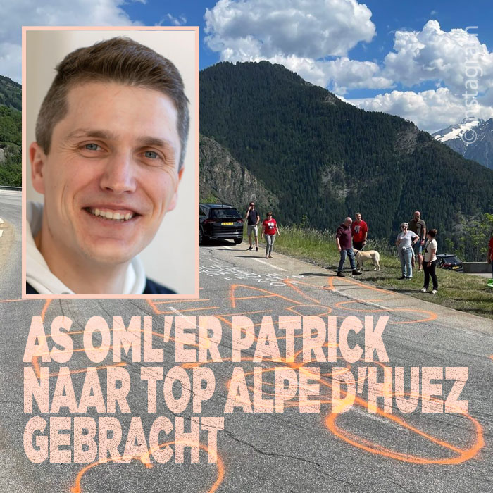 As van Patrick naar top Alpe d'Huez gebracht