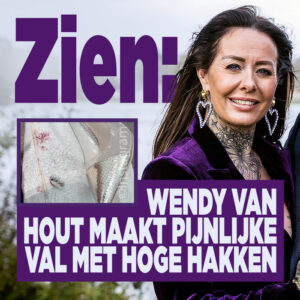 ZIEN: Wendy van Hout maakt pijnlijke val met hoge hakken