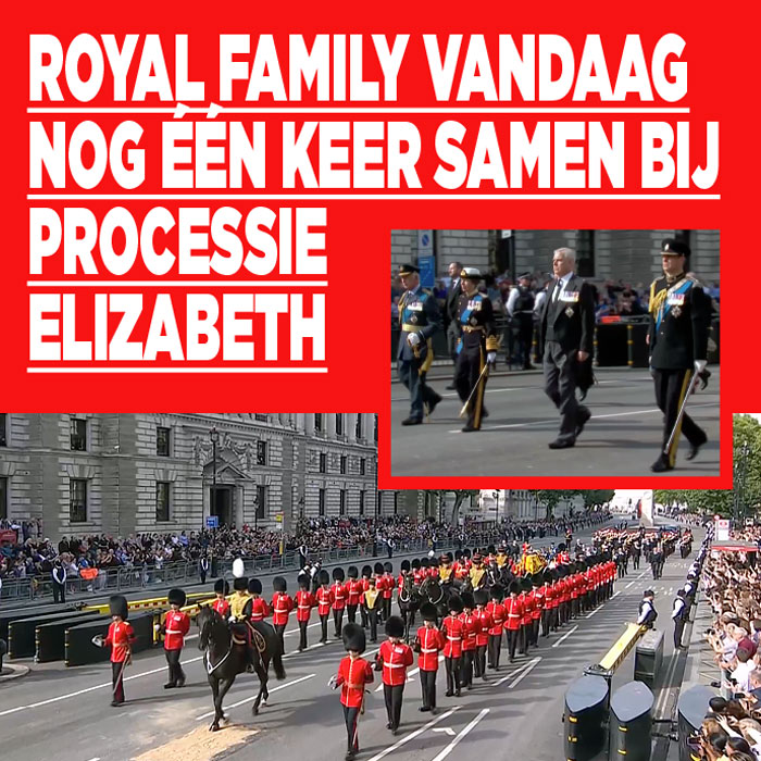 Royal family vandaag nog één keer samen bij processie koningin Elizabeth